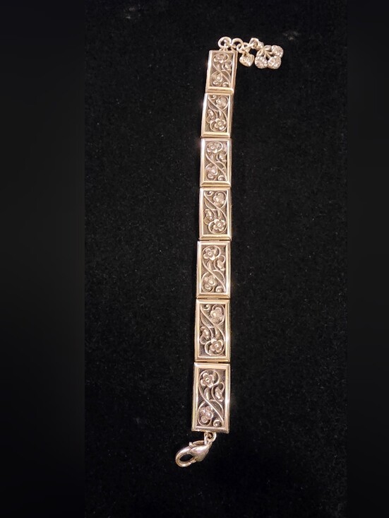 Brighton Jewelry - VINTAGE Brighton Silver Floral Panel Bracelet